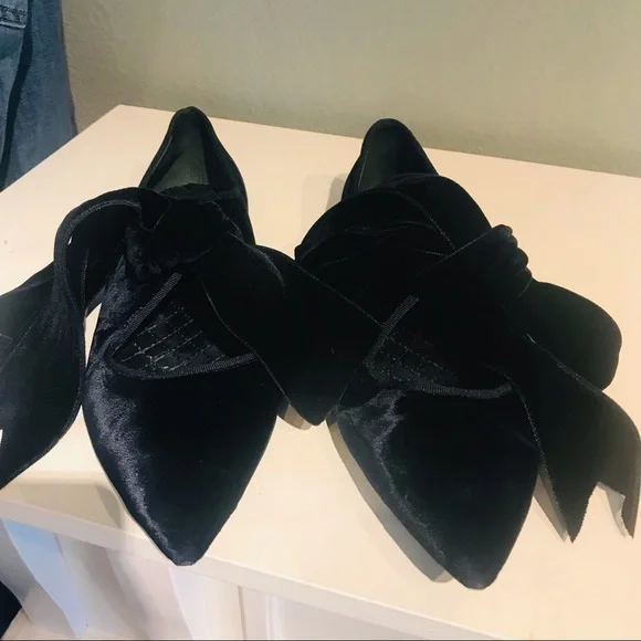 Tory Burch Clara blue velvet pointed flat shoes 8M - Picture 5 of 11